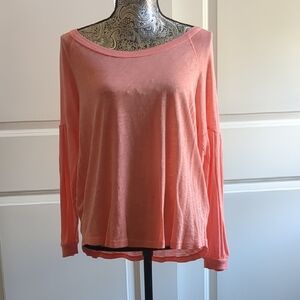 New! Splendid Coral Tissue Thin Cotton LS Tee, L